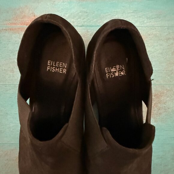 Eileen Fisher Walt Black Leather Cross Strap Ankle Boots Size 8 - Picture 8 of 10